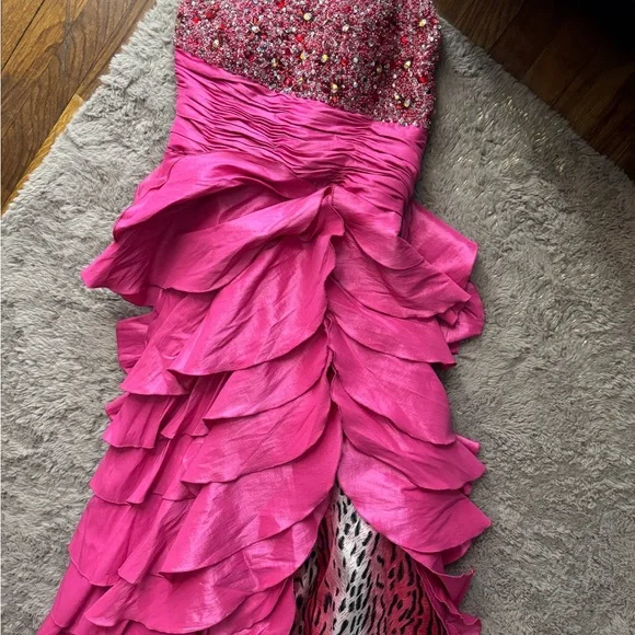Tony Bowls Pink and Leopard Prom Dress - Picture 3 of 8